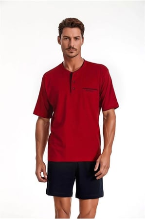 %100 Pamuklu Bordo Kutulu 4'lü Erkek Çeyiz Pijama Takımı (1 Çift Çorap Hediyeli) 6PQI4EKR8RKE1.4L