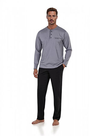 Robdöşambırlı Pijama Takımı 3'lü Kutulu Damat Çeyiz Seti (1 Çift Çorap Hediyeli) 6PQI7EKR1RKE6.4L