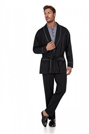 Robdöşambırlı Pijama Takımı 3'lü Kutulu Damat Çeyiz Seti (1 Çift Çorap Hediyeli) 6PQI7EKR1RKE6.4L