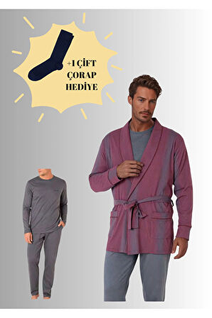 %100 Pamuklu Röpdoşambırlı Kutulu Damat Çeyiz Seti (1 Çift Çorap Hediyeli) 6PQI7EKR4RKE6.4L