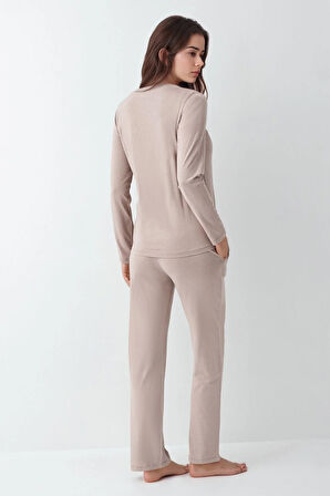 Kadın Modal Pamuklu Pijama Takımı Çorap Hediyeli QP9K1R1K6R