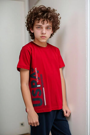 Erkek Çocuk %100 Pamuklu Kısa Kol Manşetli Paça Pijama Takım