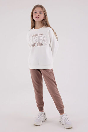 Kız Çocuk Pamuklu 3 İplik Şardonlu Bisiklet Yaka Alt-Üst Takım Q3PKL4KK27