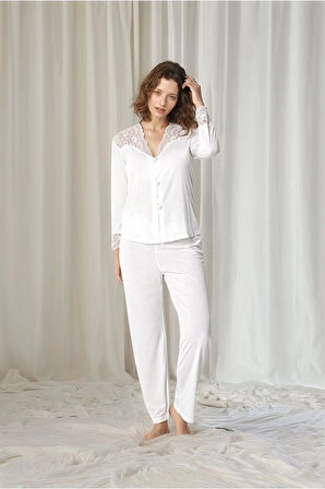 Kadın Ekru Penye Gelin 6'lı Çeyiz Seti Sabahlık & Gecelik & Pijama Şortlu Takım Q9U6O1K0KKA