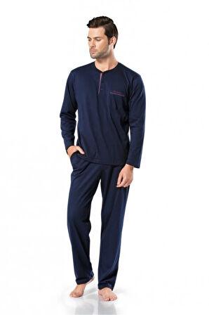 Erkek Penye Lacivert  Pijama Takımı
