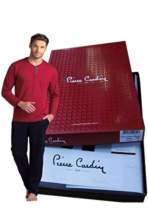 Erkek Uzun Kol Damat Çeyiz Bordo Pijama Takım