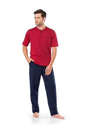5370 3'lü Bordo Pijama Takımı