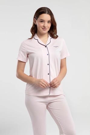 Kadın Kısakol Kutulu Pijama, Çeyizlik Pijama Takım, %50 Pamuk %50 Modal