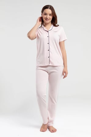 Kadın Kısakol Kutulu Pijama, Çeyizlik Pijama Takım, %50 Pamuk %50 Modal