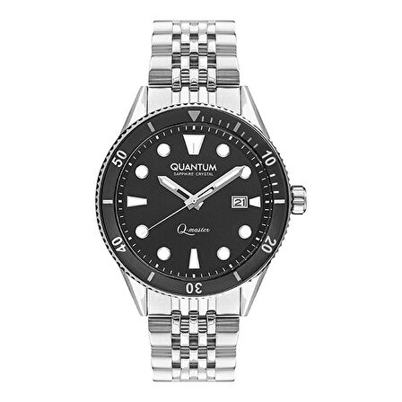 Quantum QMG1024.350 Otomatik Erkek Kol Saati | 46MM, Safir Cam, Siyah Kadran, Çelik Bilezik