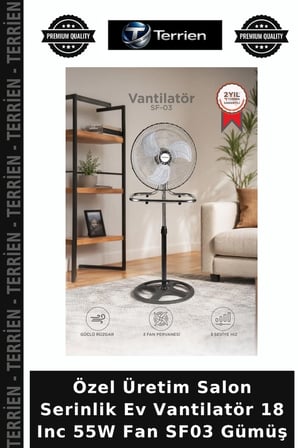 Özel Üretim Salon Serinlik Ev Vantilatör 18 Inc 55W Fan SF03 Gümüş