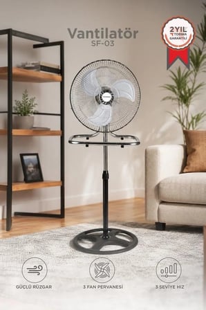 Özel Üretim Salon Serinlik Ev Vantilatör 18 Inc 55W Fan SF03 Gümüş