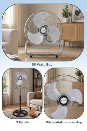 Özel Üretim Salon Serinlik Ev Vantilatör 18 Inc 55W Fan SF03 Gümüş