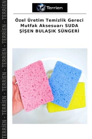 Özel Üretim Temizlik Gereci Mutfak Aksesuarı SUDA ŞİŞEN BULAŞIK SÜNGERİ