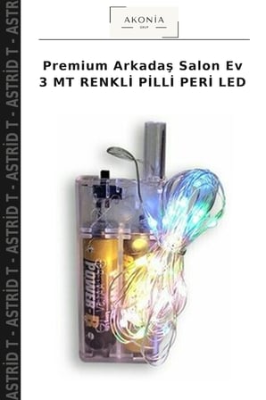 Premium Arkadaş Salon Ev 3 MT RENKLİ PİLLİ PERİ LED