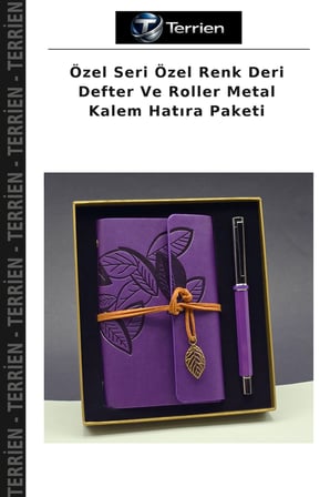 Özel Seri Özel Renk Deri Defter Ve Roller Metal Kalem Hatıra Paketi