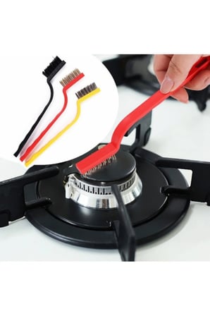 1 Adet Tel Fırça Temizlik Seti – Bakır Demir Sert Plastik Başlı, Gaz Ocak Musluk Köşe Temizleme, Wire Brush Cleaning Set