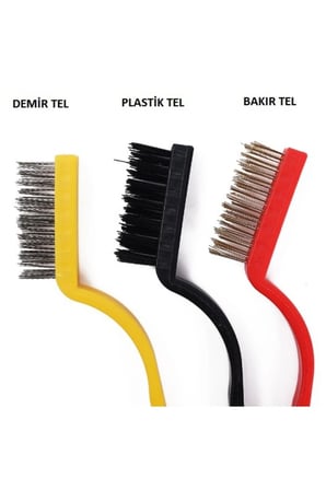 1 Adet Tel Fırça Temizlik Seti – Bakır Demir Sert Plastik Başlı, Gaz Ocak Musluk Köşe Temizleme, Wire Brush Cleaning Set
