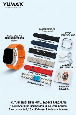 7 Kordonlu Akıllı Saat Bluetooth Arama Mesaj Bildirimi Sağlık Takibi Manyetik Şarj Kılıflı