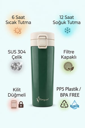 500 ml Kahve Termosu Çay Termosu Filtreli Termos Bardak SUS304 Çelik Sızdırmaz BPA Free