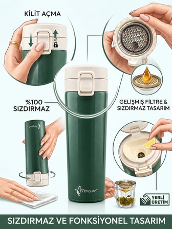 500 ml Kahve Termosu Çay Termosu Filtreli Termos Bardak SUS304 Çelik Sızdırmaz BPA Free