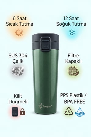 500 ml Kahve Termosu Çay Termosu Filtreli Termos Bardak SUS304 Çelik Sızdırmaz BPA Free