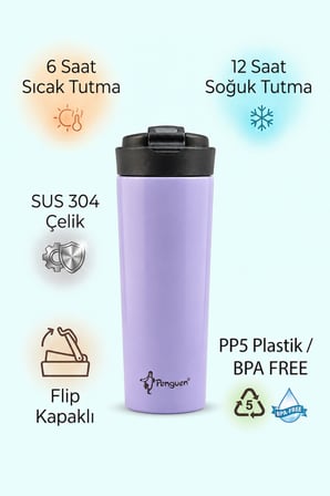 500 ml Kahve Termosu Çay Termosu Flip Kapaklı Termos Bardak SUS304 Çelik Sızdırmaz BPA Free