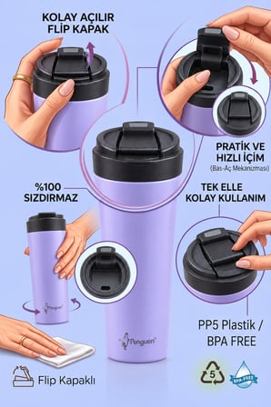500 ml Kahve Termosu Çay Termosu Flip Kapaklı Termos Bardak SUS304 Çelik Sızdırmaz BPA Free
