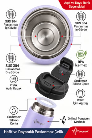 500 ml Kahve Termosu Çay Termosu Flip Kapaklı Termos Bardak SUS304 Çelik Sızdırmaz BPA Free