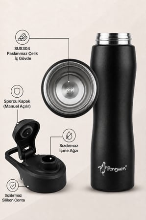 750 ml Sporcu Su Matarası Çelik Suluk SUS304 Paslanmaz Çelik Sızdırmaz Spor Kapaklı BPA Free