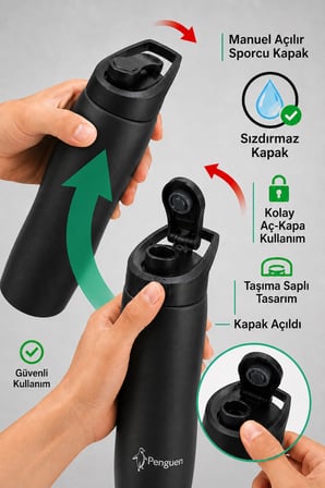 750 ml Sporcu Su Matarası Çelik Suluk SUS304 Paslanmaz Çelik Sızdırmaz Spor Kapaklı BPA Free