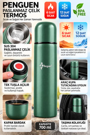 Mama Termosu 750 ml SUS304 Çelik Termos Sıcak Su Çay Kahve Termosu Bardaklı Vakumlu BPA Free 