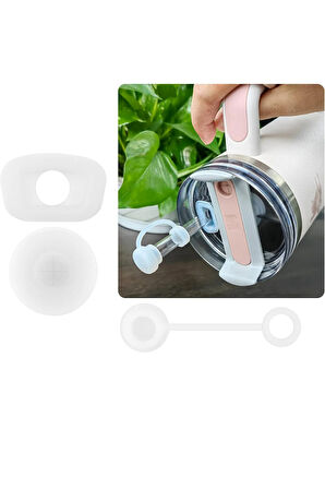 Quencher Uyumlu 3 lü Silikon Set Sızdırmaz Tıpa, Pipet Koruyucu ve Taban Kılıfı