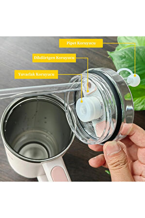 Quencher Uyumlu 3 lü Silikon Set Sızdırmaz Tıpa, Pipet Koruyucu ve Taban Kılıfı