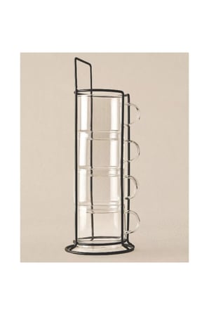 3 Adet Standlı Borosilikat Cam Fincan Seti – Metal Standlı Şeffaf Tasarım, İnce Hafif Dayanıklı, Ev Ofis Misafirlik, Borosilicate Glass Cup Set