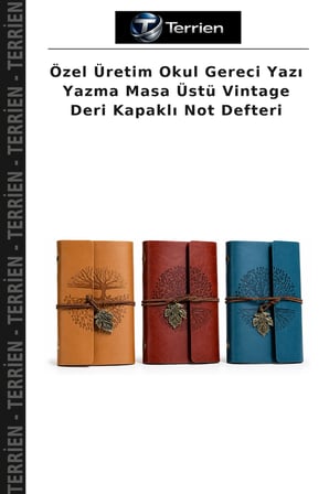 Özel Üretim Okul Gereci Yazı Yazma Masa Üstü Vintage Deri Kapaklı Not Defteri