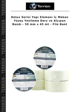 Delux Serisi Yapı Elemanı İç Mekan Yüzey Yenileme Derz ve Alçıpan Bandı - 50 mm x 45 mt - File Bant