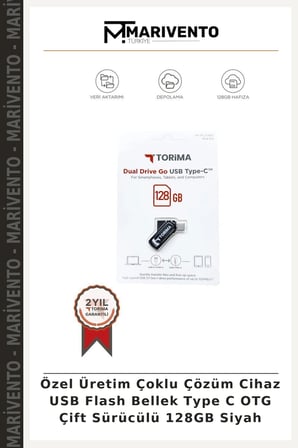 Özel Üretim Çoklu Çözüm Cihaz USB Flash Bellek Type C OTG Çift Sürücülü 128GB Siyah