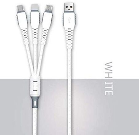 QASUL Data Cable Xs-013 Çoklu Sarj Kablosu 3 Uçlu Iphone,samsung,type-c Uyumlu Çoklu Şarj Kablo