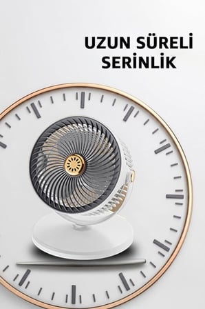 Özel Seri Taşınır Hediyelik Hava Sessiz Vantilatör Şarjlı F47 Siyah Beyaz