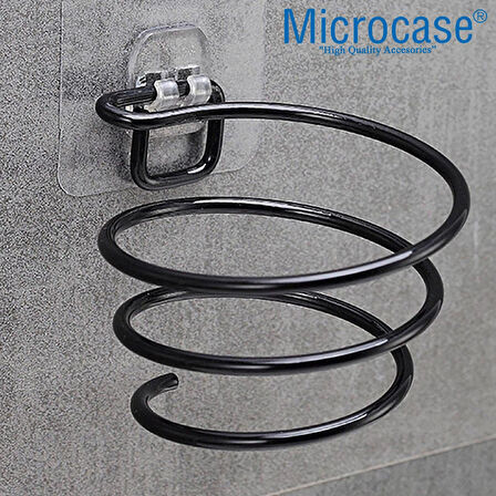 Microcase Yapışkanlı Spiral Yaylı Saç Kurutma Fön Makinası Tutucu Askılığı - SİYAH AL4816