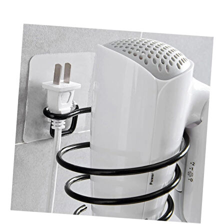 Microcase Yapışkanlı Spiral Yaylı Saç Kurutma Fön Makinası Tutucu Askılığı - SİYAH AL4816