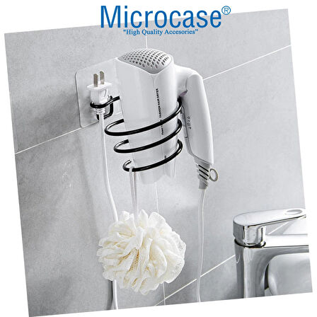 Microcase Yapışkanlı Spiral Yaylı Saç Kurutma Fön Makinası Tutucu Askılığı - SİYAH AL4816