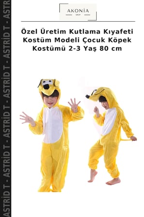 Özel Üretim Kutlama Kıyafeti Kostüm Modeli Çocuk Köpek Kostümü 2-3 Yaş 80 cm
