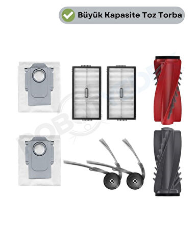 Roborock QRevo CurvX Ana Fırça, Hepa Filtre, Yan Fırça, Toz Torbası 7 Parça