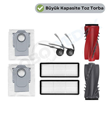 Roborock QRevo Edge 5V1 Ana Fırça, Hepa Filtre, Yan Fırça, Toz Torbası 7 Parça
