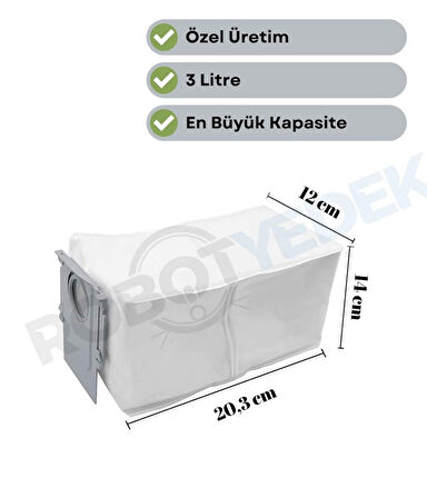 Roborock QRevo Master Uyumlu Ana Fırça, Hepa Filtre,Beyaz Yan Fırça, Mop,Toz Torbası 9 Parça