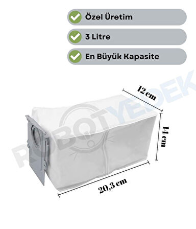 Roborock QRevo Slim Uyumlu Ana Fırça, Hepa Filtre,Siyah Yan Fırça, Toz Torbası 7 Parça