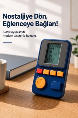Özel Seri Oyun Kolu Atari Joystick Tetris Gameboy GC011 Mavi Erkek Çocuk Cihaz Nostaljik Alet