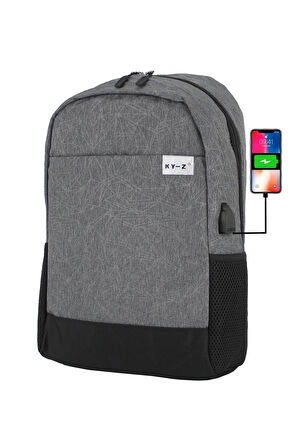 Case Club Sırt Çantası 15,6 Inç Laptop Bölmeli Yandan Cepli Usb Aparatlı Unisex